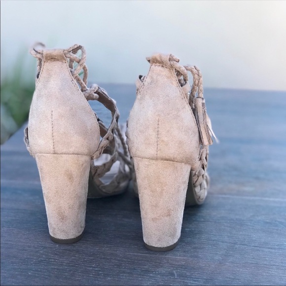 NIB Braided Tassel Chunky Heel Boho Sandal - Picture 7 of 8